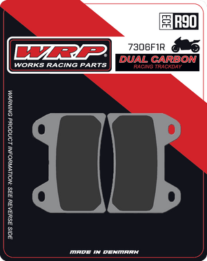 WRP Brake Pads Dual Carbon Racing / Trackday 7306 F1R - Front (2/pc)
Fitment
Same as SBS 706 DC
Aprilia RS 250 (1997-2002)
Aprilia RSV 1000 Mille (1997-2001)
BMW R 1200 Nine-T (2016+)
Ducati 748 S/R/SPS (1998-2002)
Ducati 848 (2008-2010) / Streetfighter 848 (2012-2015)
Ducati Monster 696 (2008-2012)
Ducati Monster 796 (2011-2014)
Ducati Monster 1100 (2009-2013)
Ducati Multistrada 1100/1200 (2007-2014)
KTM Duke 790
MV Agusta 675 F3 (2011-2014) / 675 Brutale (2012-2015)
MV Agusta 800 / 1090 Brutale (2013+)
Triumph Daytona 660
Equivalent to Galfer 176
Equivalent to Vesrah VD-262
Equivalent to EBC FA244 