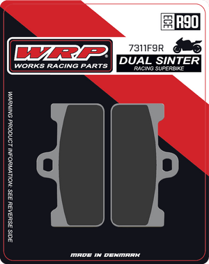 WRP Brake Pads Dual Sinter DS Racing Superbike 7311 F9R (Brembo P4 Calipers) (Front (2/pc)
Fitment Brembo
100 mm Radial Monoblock XA7G210/11, P4 32/36
100 mm Radial Monoblock XA7G240/41, P4 32/36
Monoblock X101740/41, P4 32/36
Radial Monoblock X973760/61, P4 32/36
Radial Monoblock XA93310/11
Radial XA3B830/31, P4 32/36
Radial XA3B860/61, P4 32/36
Fitment Nissin
4 Piston Racing Caliper