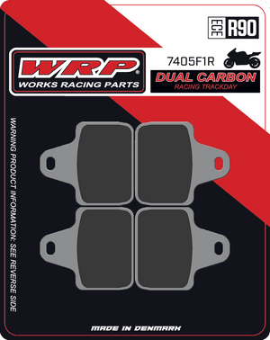 WRP Brake Pads Dual Carbon Racing / Trackday 7405 F1R (Accossato Calipers) (Front (4/pc)
Fitment
Same as SBS 805 DC
Accossato PZ-01 108mm Calipers
Accossato PZ-02 108mm Calipers
Accossato PZ-03 108mm Calipers
Accossato PZ-04 108mm Calipers
Accossato PZ-05 108mm Calipers
Accossato PZ-06 60mm Calipers
Accossato PZ-07 100mm Calipers