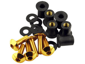 Pro-Bolt Aluminum Screen Bolts (8/ea) (Gold)
Fits Most Sportbikes
IMPORTANT NOTE: Ducati and MV Models require a different size
*Please Check your Bike to Ensure Proper Sizing / Fitment