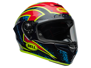 Bell Carbon "Race Star" Flex DLX Helmet Xenon Blue/Retina