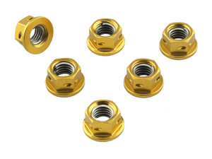 Pro-Bolt Aluminum Race Drilled Sprocket Nuts M10x1.25 (Gold)
Fits Most Sportbikes from Honda, Kawasaki, Suzuki, Triumph and Yamaha
IMPORTANT NOTE: BMW S1000RR and Ducati Models require a different size
*Please Check your Bike to Ensure Proper Sizing / Fitment